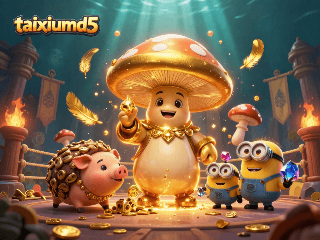 Engage with the thrilling casino world of taixiumd5, showcasing vibrant characters and magical treasures.