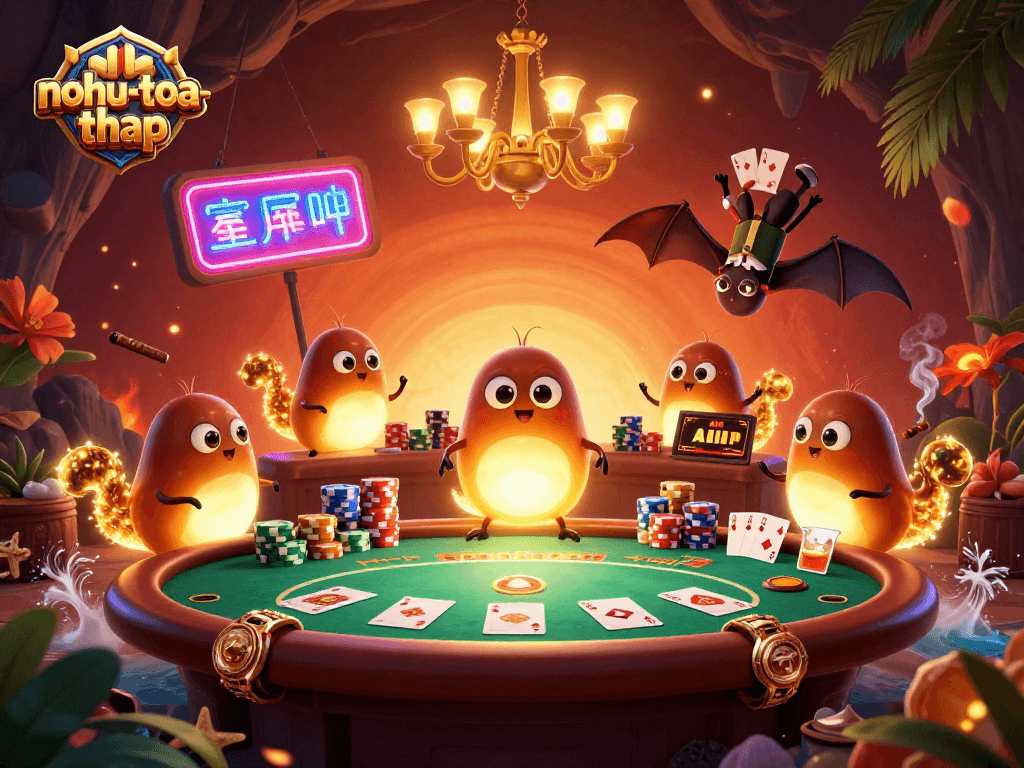 Experience thrilling gameplay with nohu-toa-thap as glowworms illuminate the casino table.