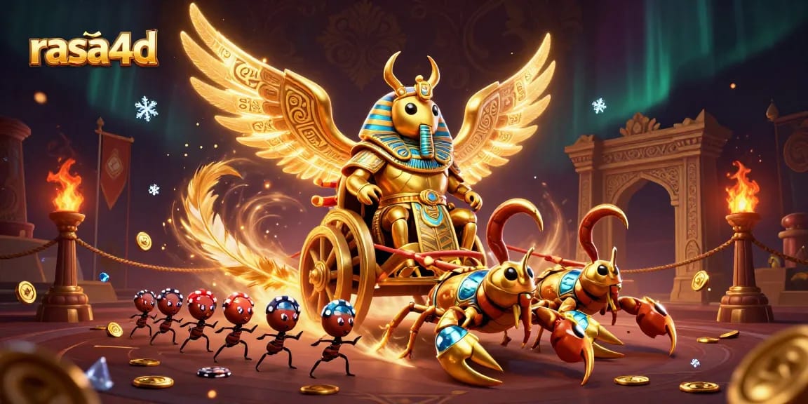 Menangkan taruhan dengan rasa4d dalam ilustrasi kasino 3D berwarna mencolok dengan karakter menarik dan pernak-pernik permainan.