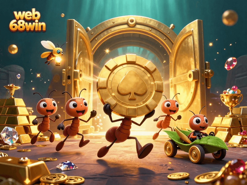 Watch the ants steal a giant poker chip! Join the excitement on web 68win's games.