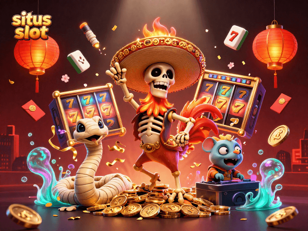 Mengguncang situs slot, karakter skeleton mariachi dan ular mummy menghidupkan suasana jackpot hingga koin berkilauan.