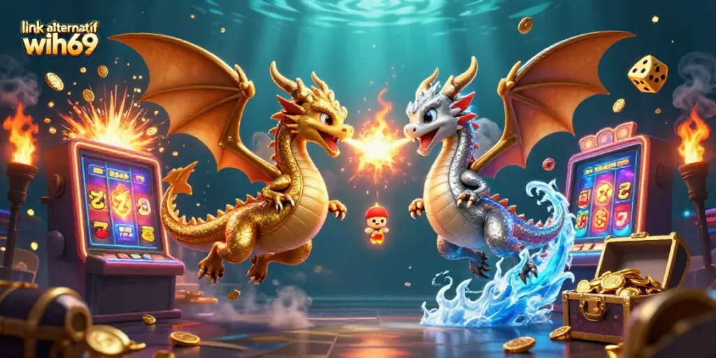Fitur menarik link alternatif wih69 dengan dua naga 3D yang berinteraksi, memanjakan pemain dalam permainan kasino.