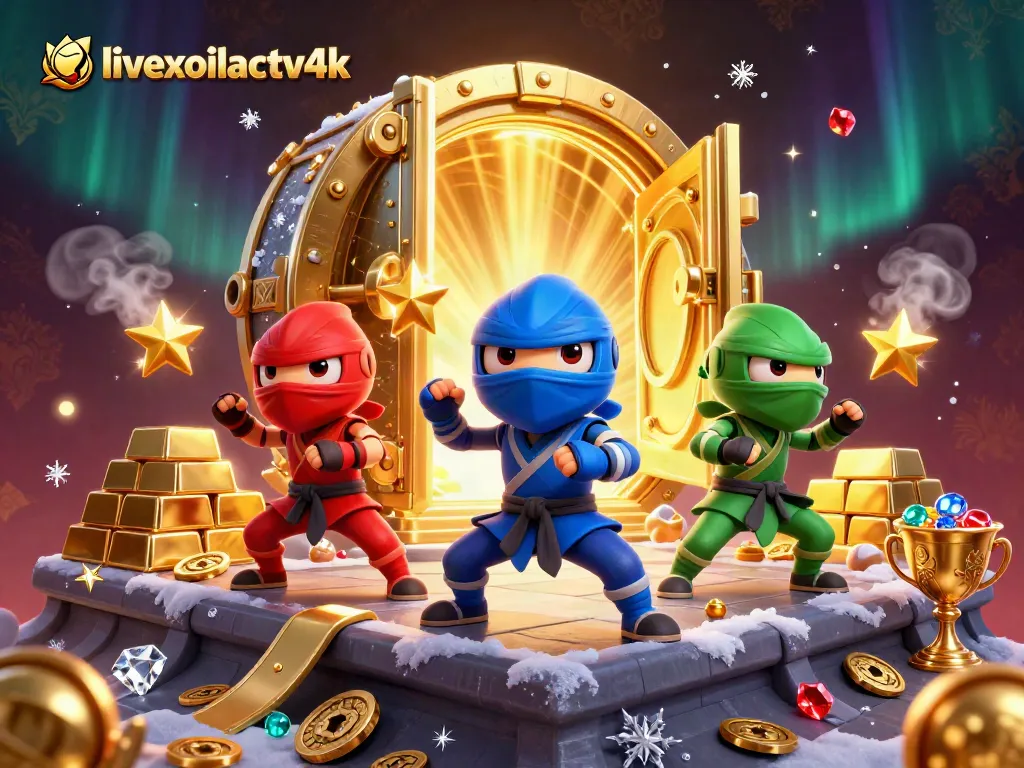 Experience the thrill of livexoilactv4k with chameleon ninjas surrounded by gold and gems.