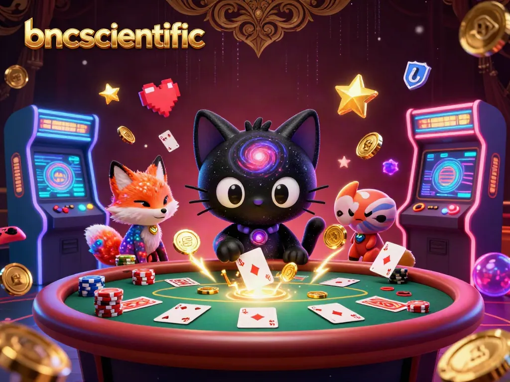 Experience thrilling gameplay with bncscientific's vibrant cosmic casino illustration showcasing poker action.