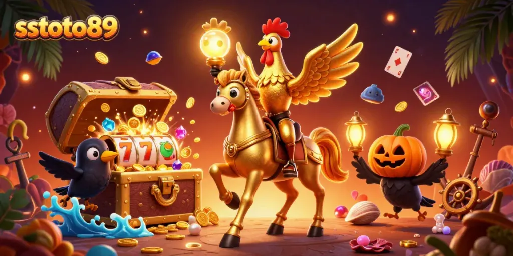 Genggam kemenangan di sstoto89 dengan simbol slot keberuntungan yang bersinar di tengah kasino malam.