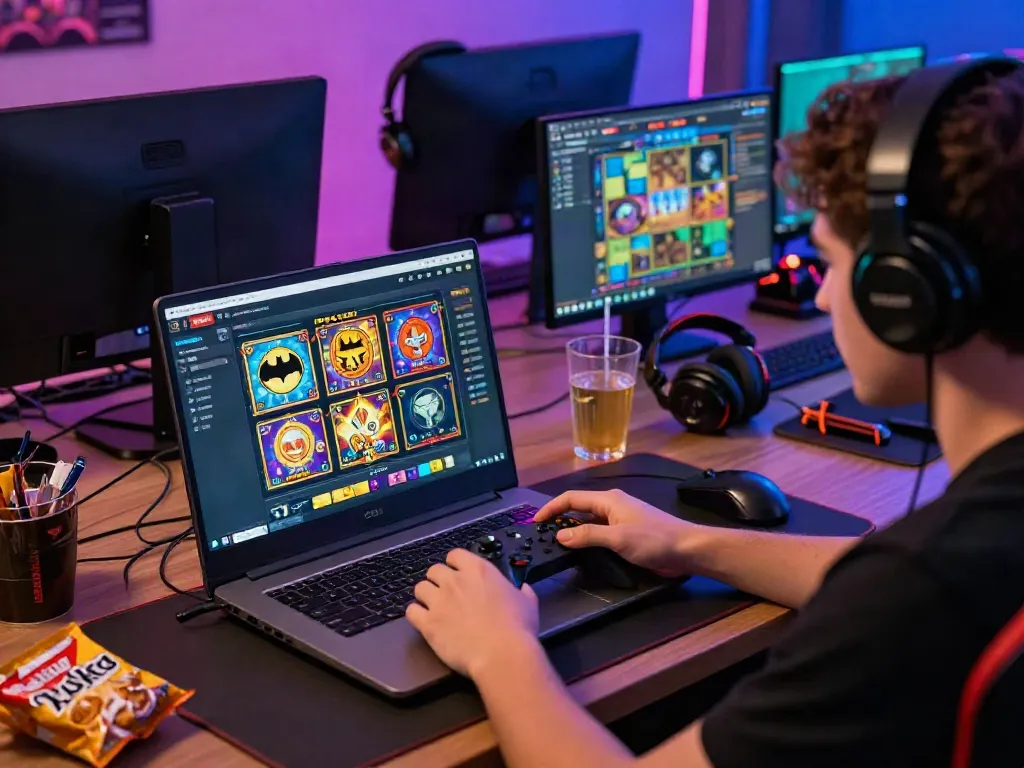 Exciting gaming experience on batman138 login slot with vibrant interface and focused player.