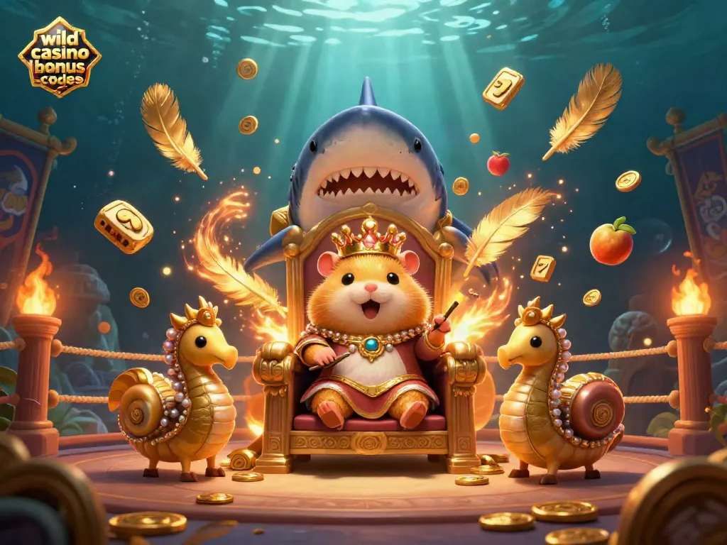 Experience thrilling gameplay with wild casino bonus codes in an energetic underwater casino scene.