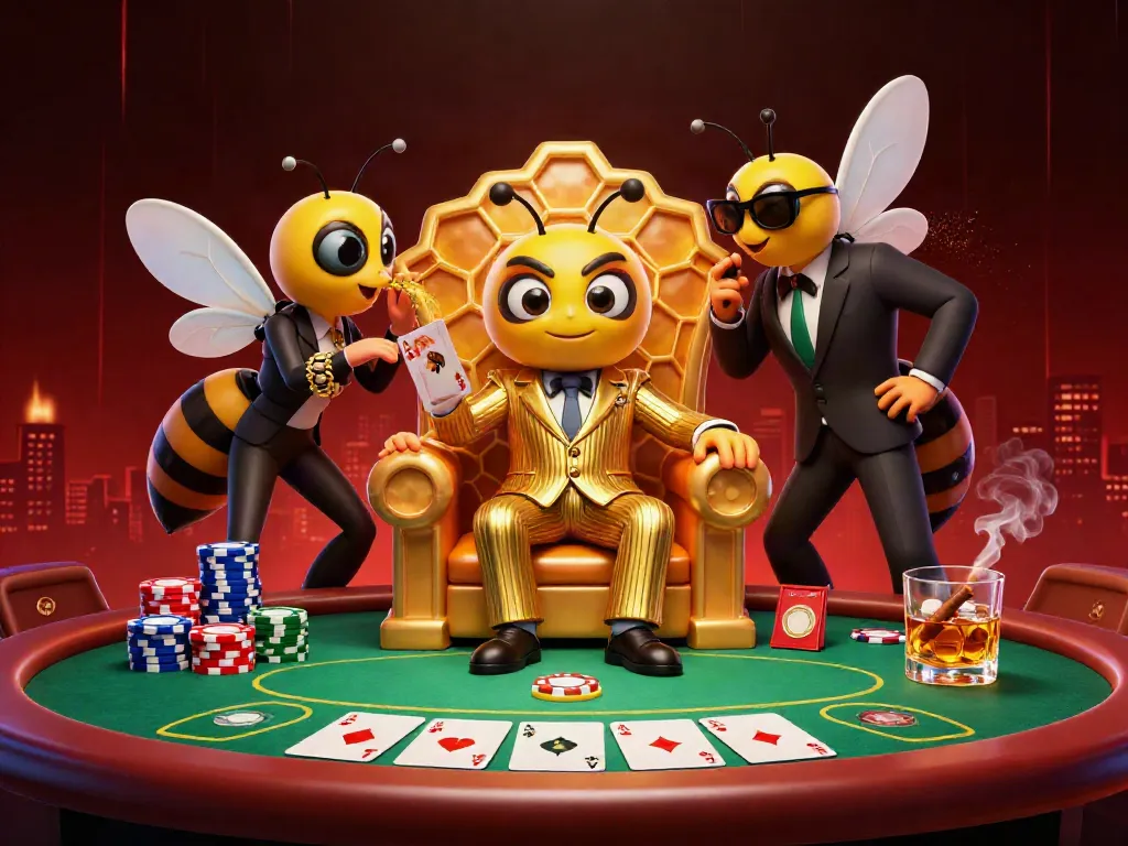 Engage in thrilling poker action with 23win's vibrant scene featuring a cartoon mob boss.