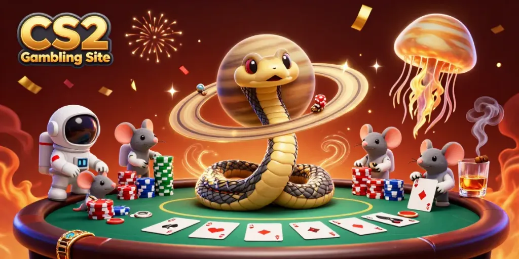 Watch tiny astronaut mice gamble on a cosmic CS2 Gambling Site with Saturn's rings as a roulette wheel.