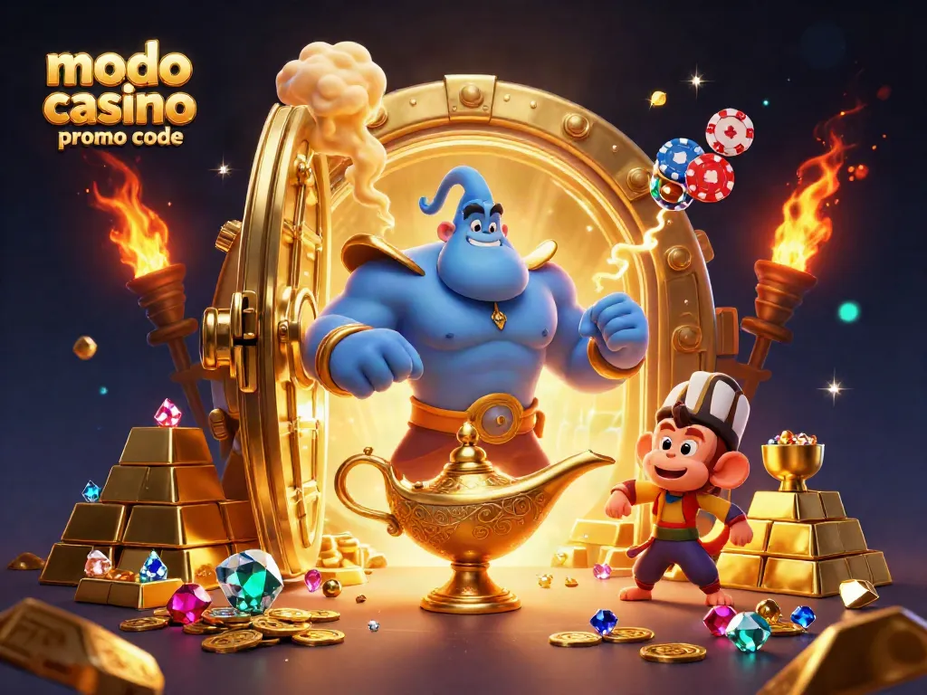 Win big at modo casino promo code with golden treasures and animated characters in a magical 3D setting.