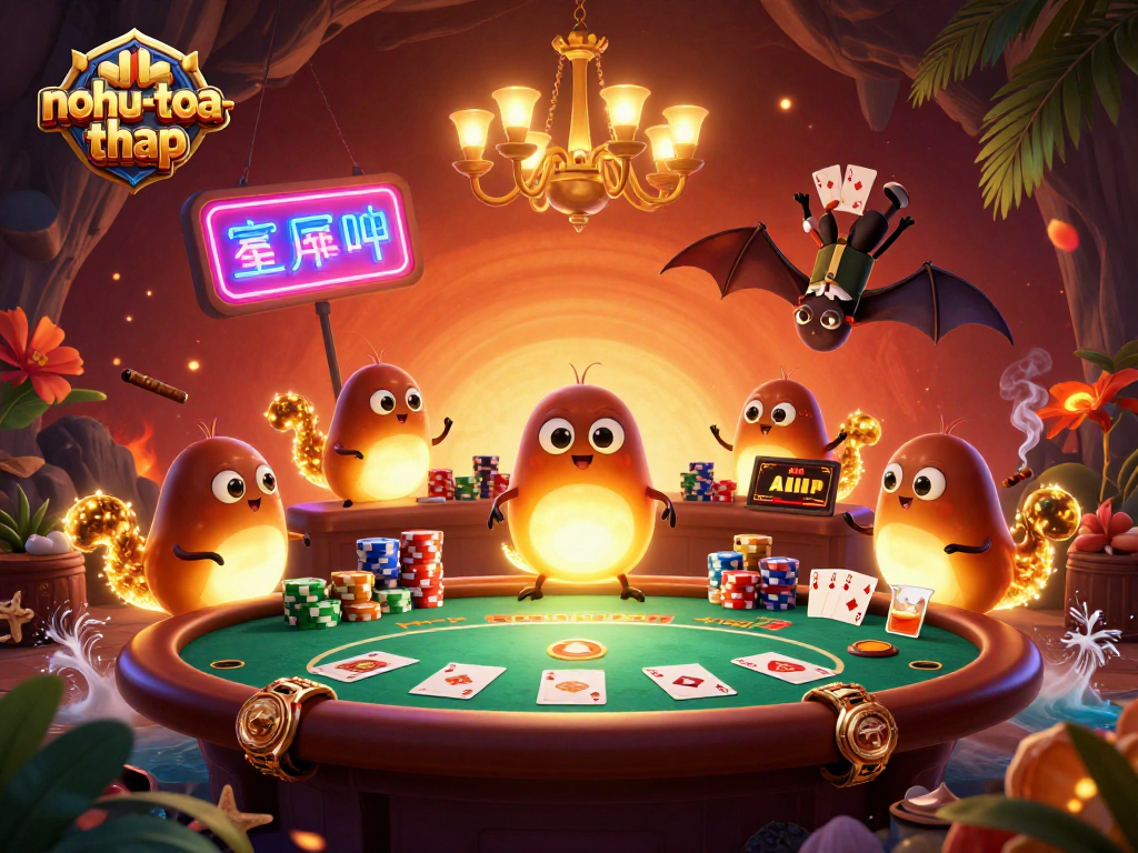 Experience thrilling gameplay with nohu-toa-thap as glowworms illuminate the casino table.