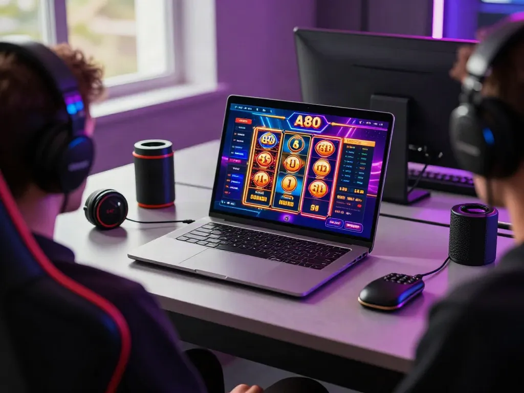 A80 slot information platform user engaging with online slot games on a modern gaming setup.