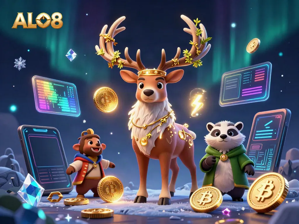 Engage with ALO8's vibrant online casino experience, featuring Celtic characters amid glowing crypto elements.