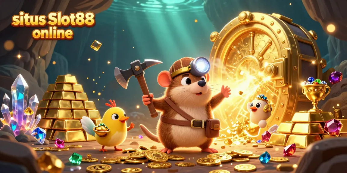 Saksikan situs Slot88 online dengan mole pemburu harta karun menambang kekayaan di gua berkilauan.