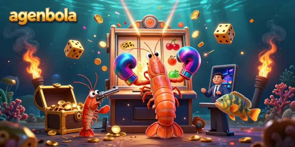 Engage in thrilling casino action with agenbola featuring dynamic characters, vibrant slot elements, and explosive visuals.