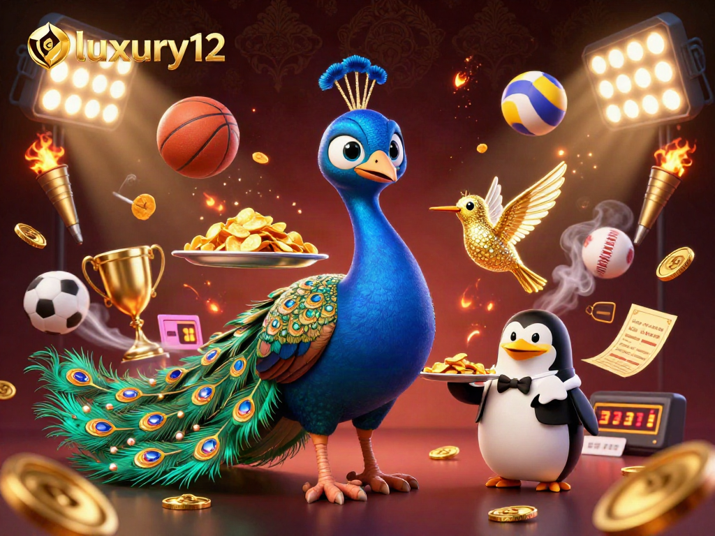 Elevate your gaming experience with luxury12 in a dynamic casino scene featuring exciting sports elements.