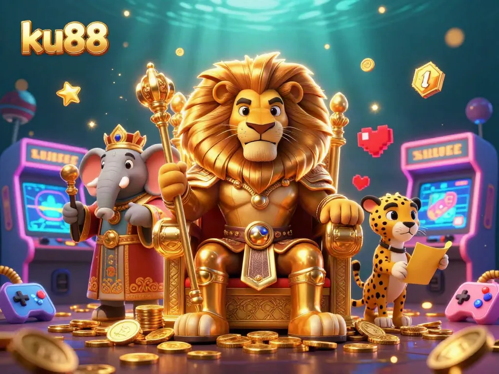 Win at ku88 with thrilling gaming action amidst a lavish casino environment.