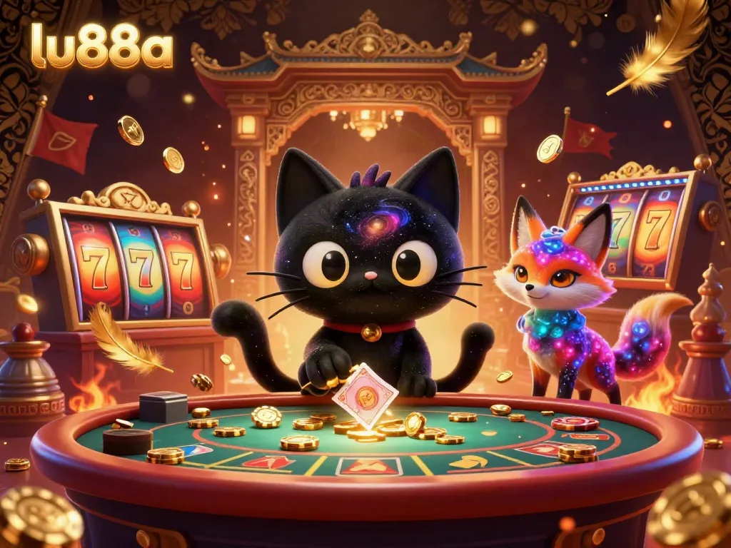 Experience exhilarating gaming at lu88a with a vibrant cosmic casino table scene featuring characters and rich visual elements.