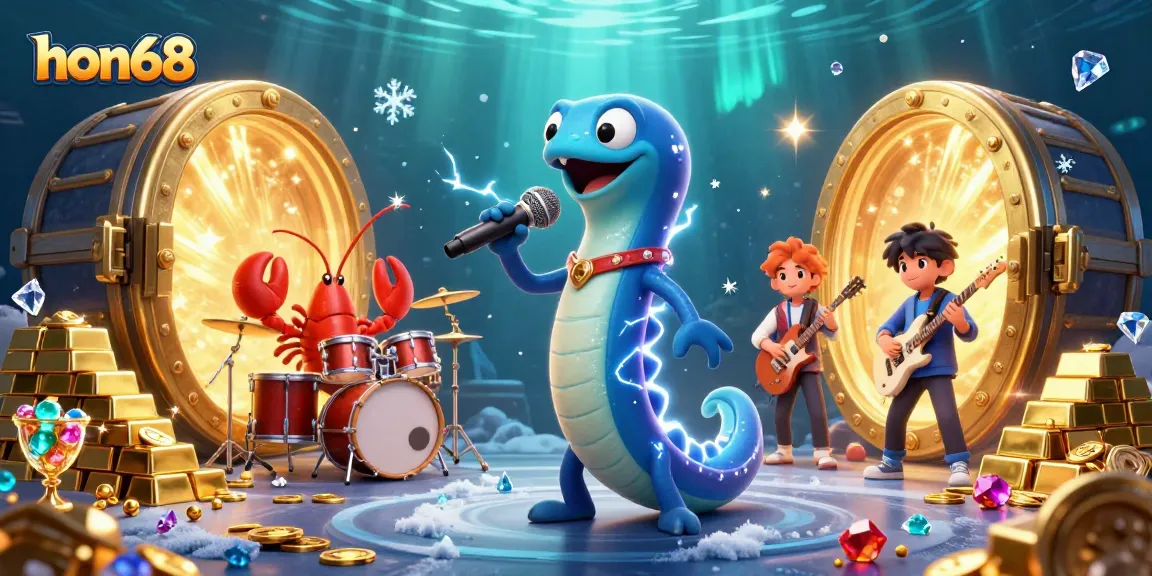 Experience thrilling fun at hon68 with vibrant underwater casino scenes featuring electric eel DJs.