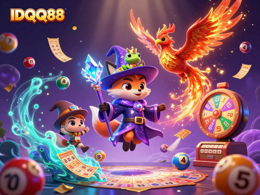 Experience thrilling games at IDQQ88 with vibrant lottery balls and an enchanted atmosphere.