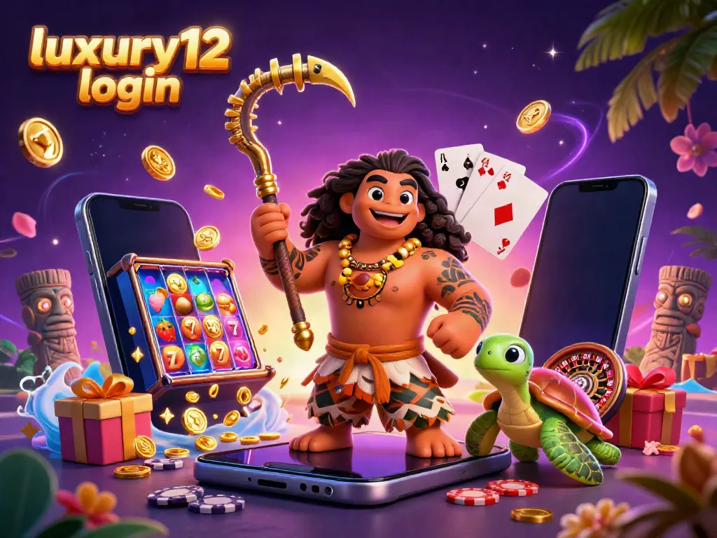 Catch the excitement with luxury12 login as a Polynesian demigod and turtle engage in vibrant casino action.