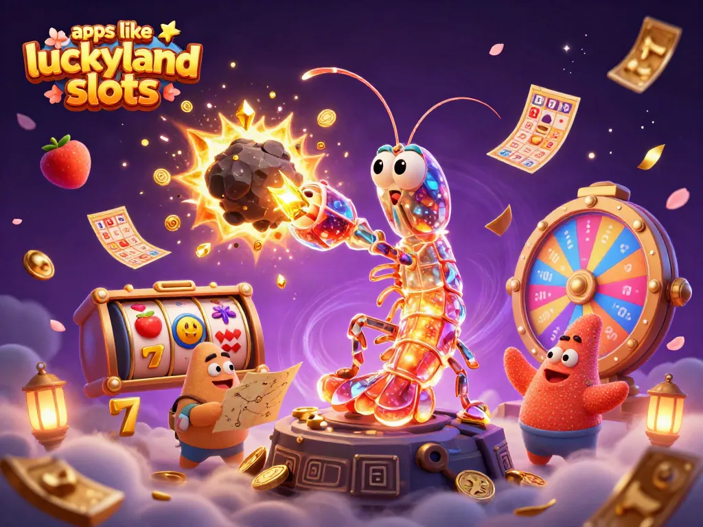 Engage with exciting apps like luckyland slots, showcasing 3D characters and colorful gaming elements.