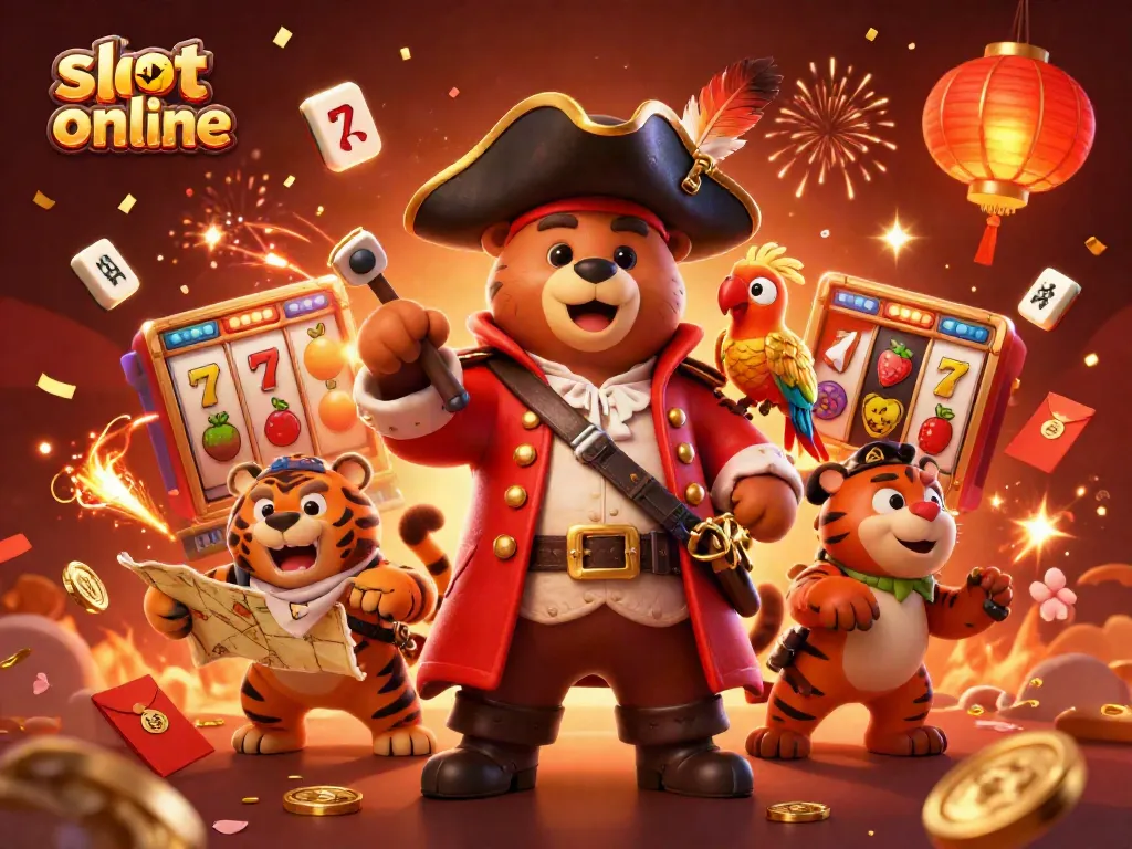 Spin reels for fortune at slot online, featuring pirate characters and vibrant casino elements.