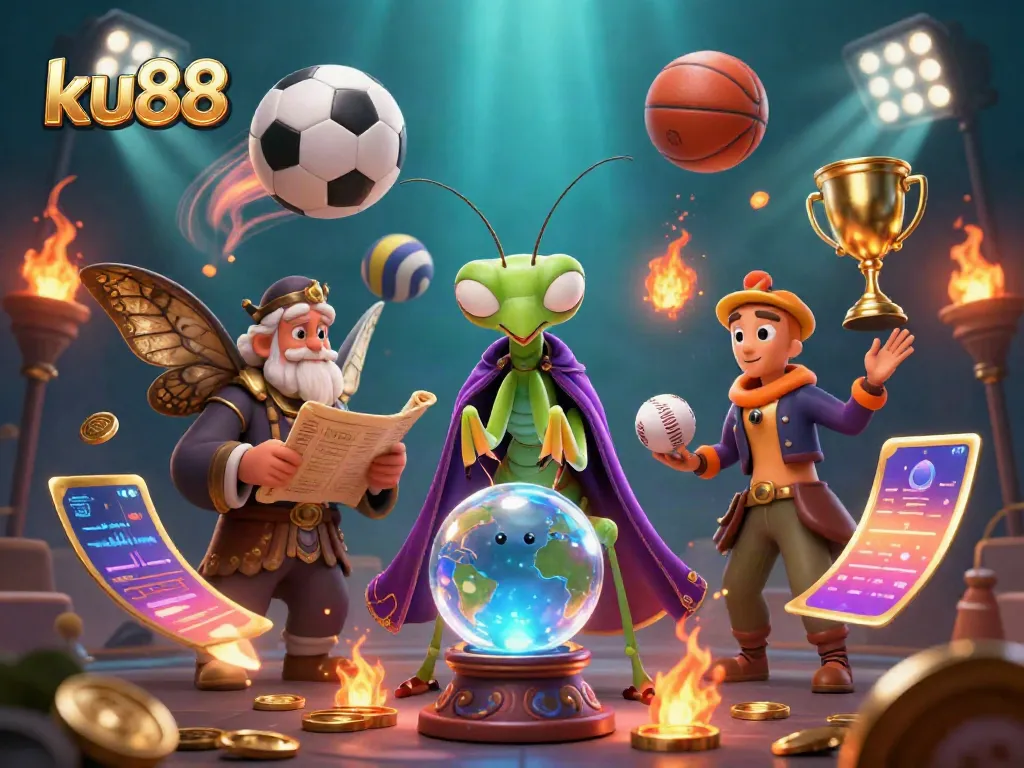 Join the adventure with ku88 in a vibrant casino scene featuring a fortune teller and a librarian.