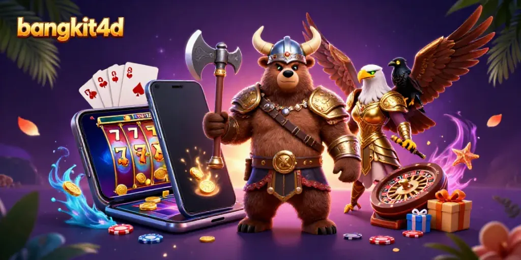 Rasakan keseruan bermain di bangkit4d dengan ilustrasi 3D slot dan karakter berani.