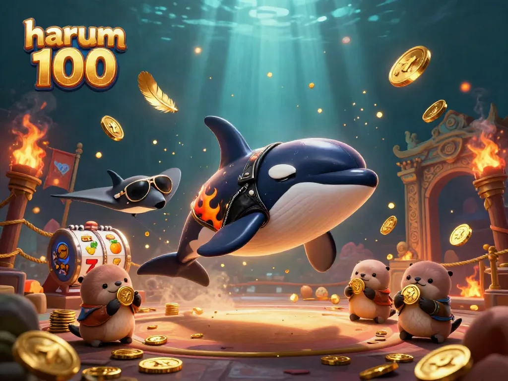 Menangkan dengan harum 100 dalam ilustrasi kasino bawah laut yang meriah.