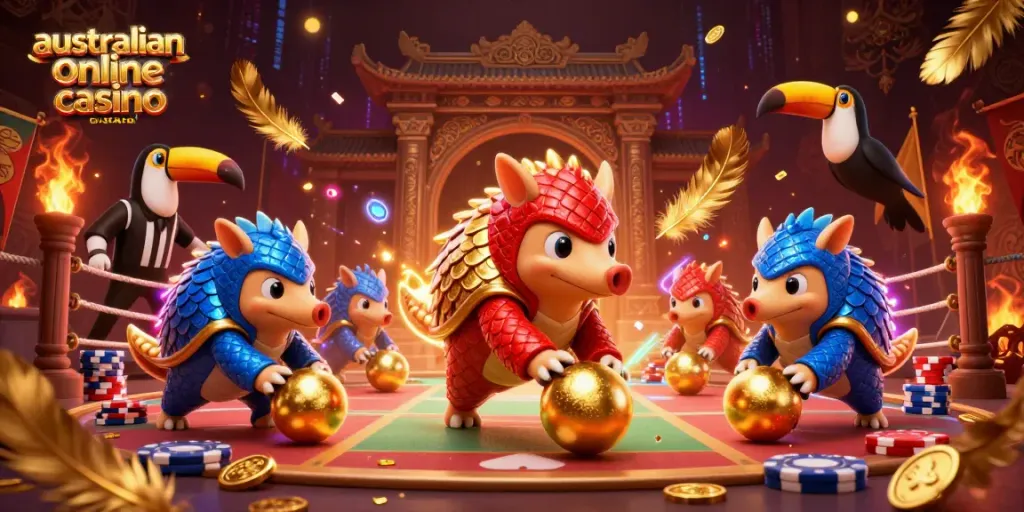 Experience the thrill of australian online casino australia with animated pangolins in action.