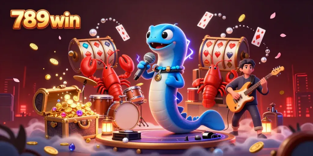 Experience dynamic entertainment at 789 win in this vibrant underwater casino illustration.