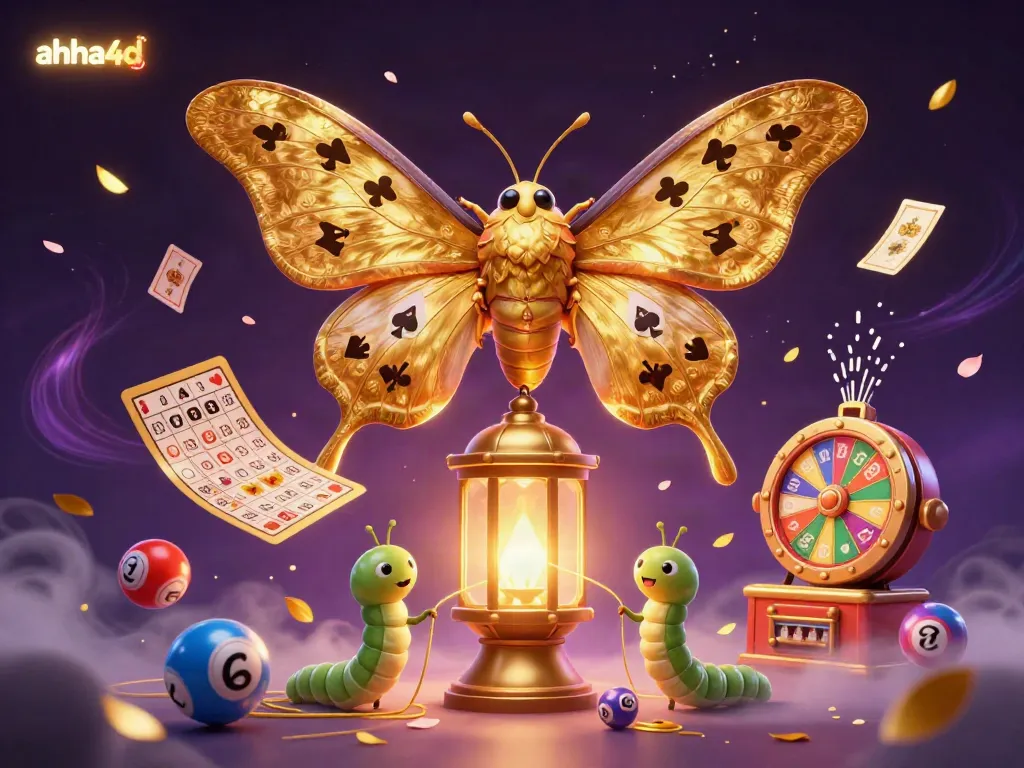 Engage with ahha4d by experiencing a vibrant lottery-themed illustration filled with dynamic casino elements.
