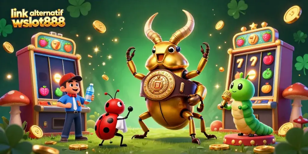 Memainkan slot mesin dengan link alternatif wslot888 di ilustrasi kasino yang megah dan berkilau.