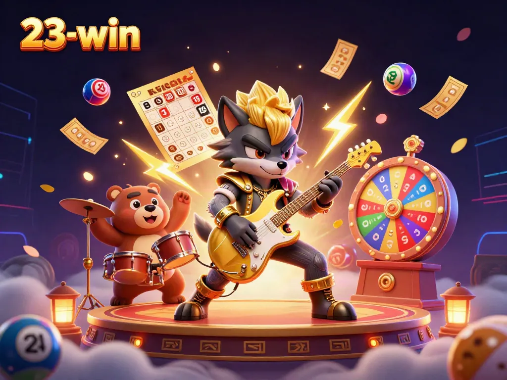 Play exciting games at 23-win with vibrant lottery elements and dynamic 3D characters.