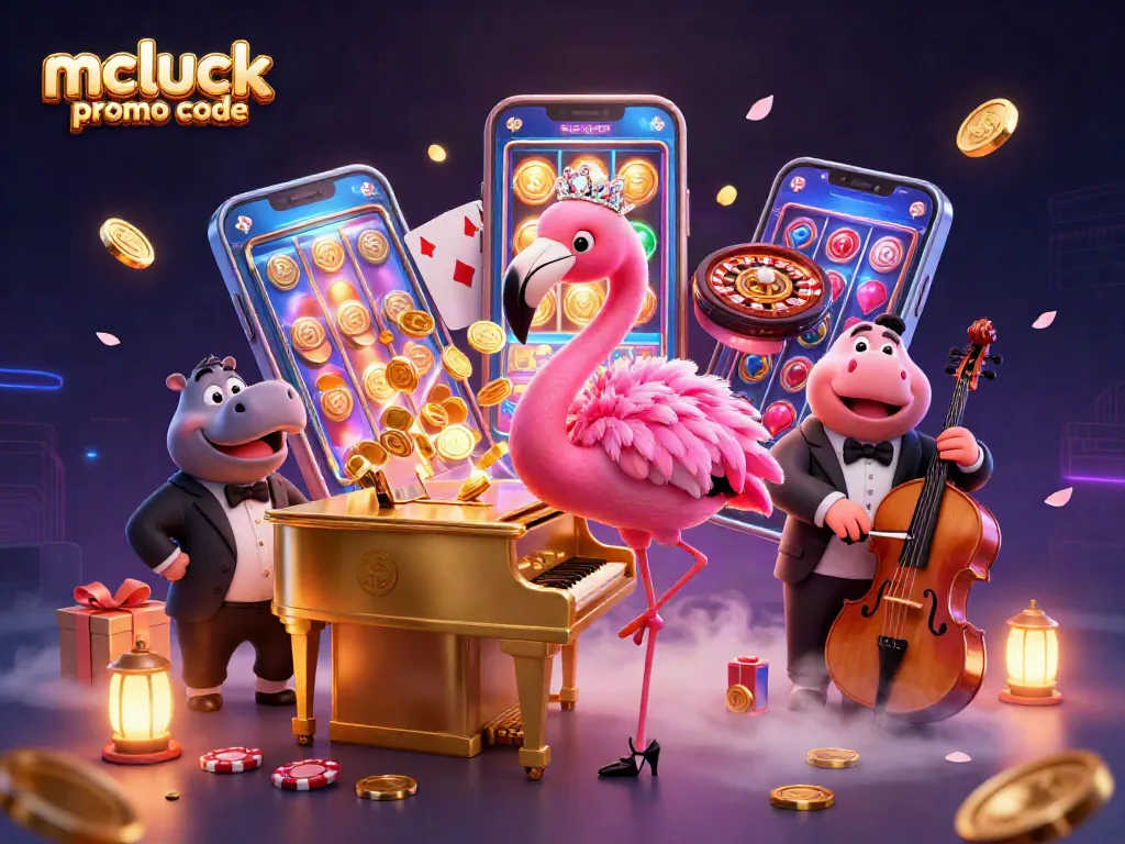 Experience the mcluck promo code magic with engaging casino-themed 3D illustration